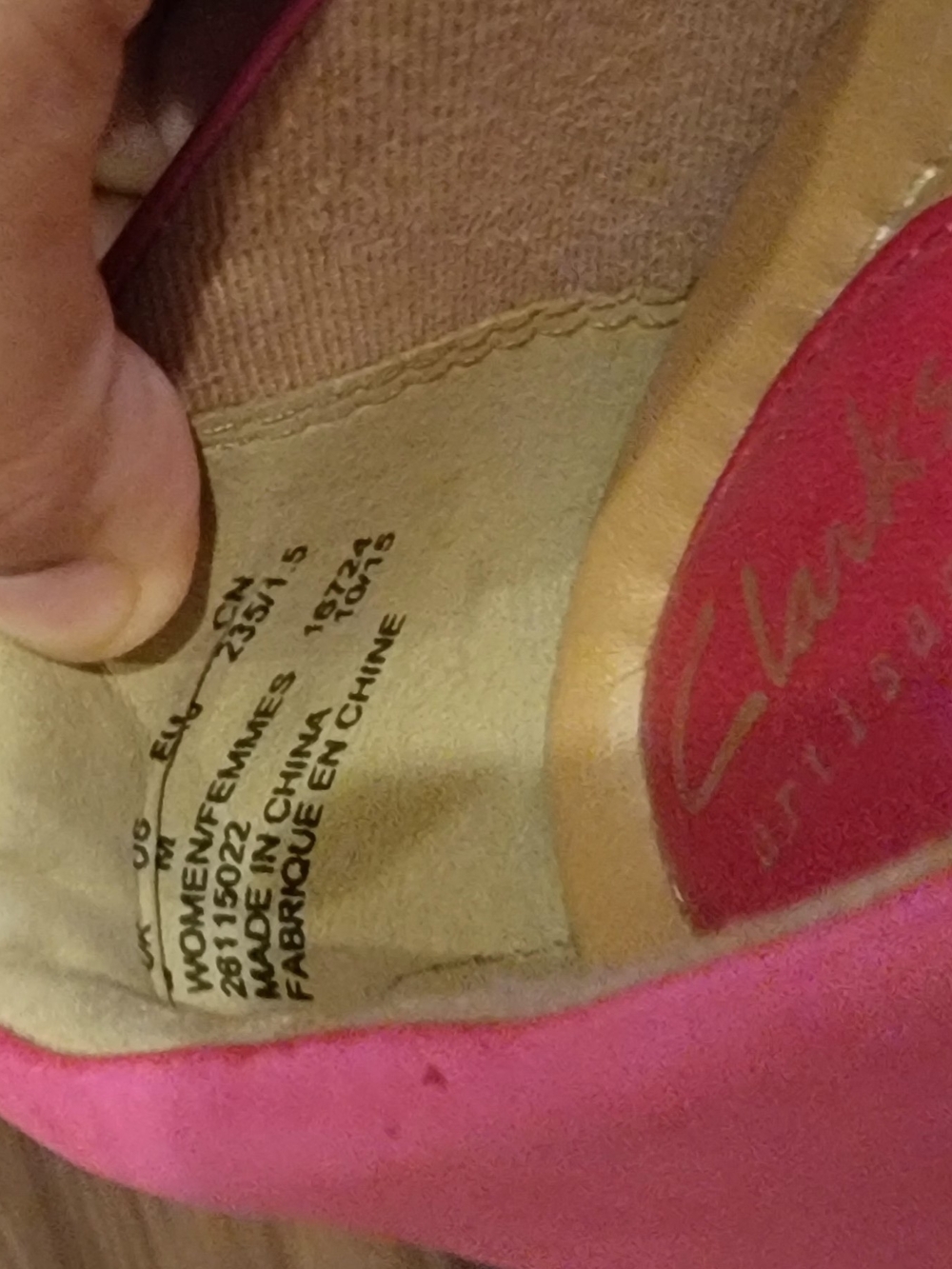 Clarks Two-Tone Pink and Orange Leather Flats - Picture 4 of 8